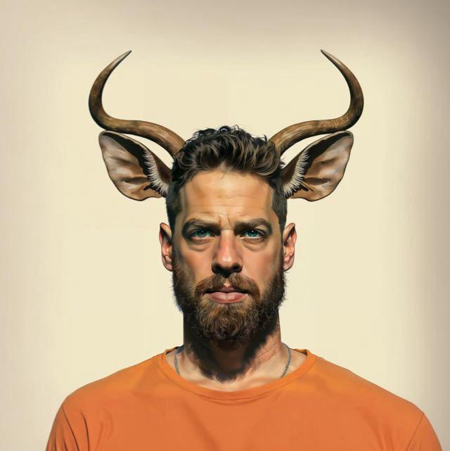 Ziv Meiri creative AI portrait with deer horns